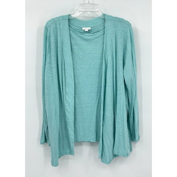 2 piece sweater set twinset cardigan tank lightweight teal XL - Picture 2 of 10